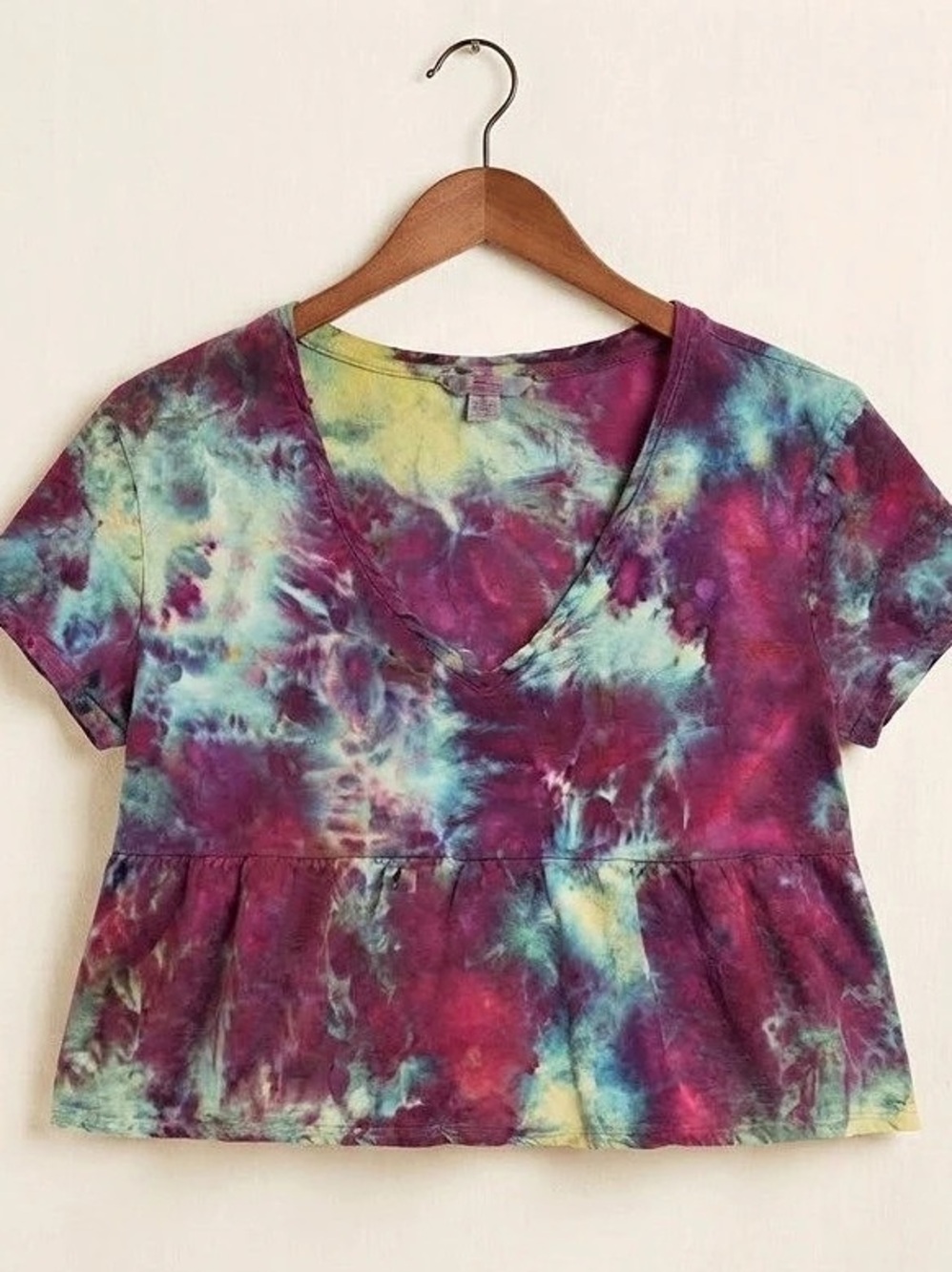Ice Dyed LA Hearts Peplum Top